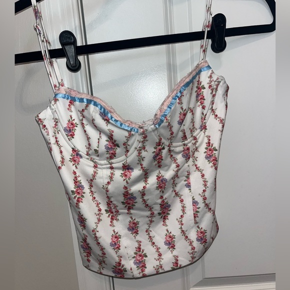 Indira Printed Cupped Lace Up Corset main image 1